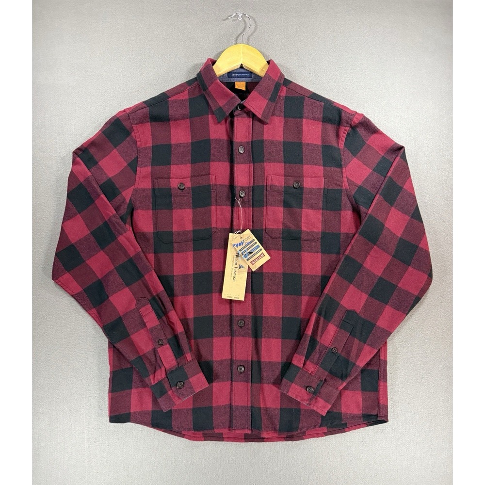 NWT Tailor Vintage Luxe Performance Flannel Mens Medium Red Black Buffalo Plaid
